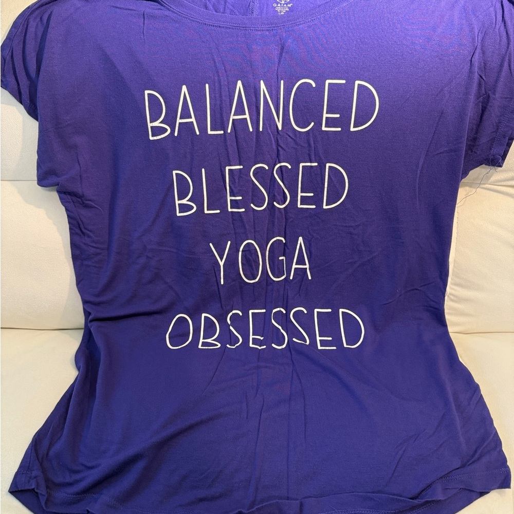 GAIAM Blue Yoga Slogan Tee